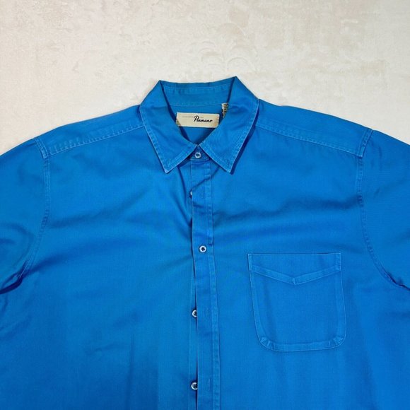 Vintage Penmans Men's L Polo Dress Shirt Blue Button Up Short Sleeve - Picture 2 of 12